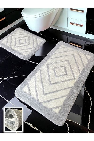 Chandler Home Χαλάκι μπάνιου 2 τεμαχίων Niva ανοιχτό γκρι (60x100 50x60 cm)