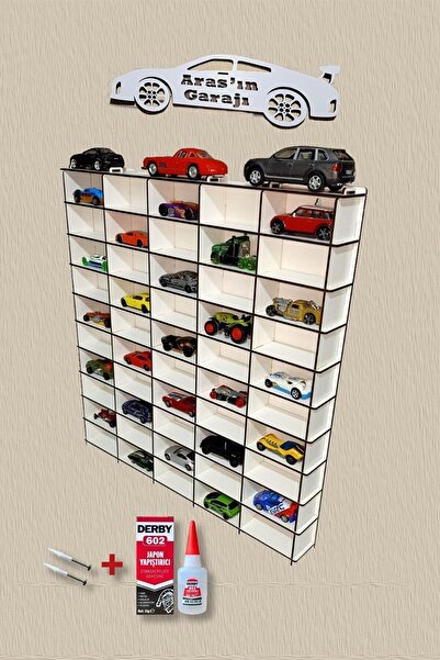 ERSOY HOME Ahşap Dekoratif Oyuncak Araba Rafı ( 50 Araçlık)hızlı Yapıştırıcı ...