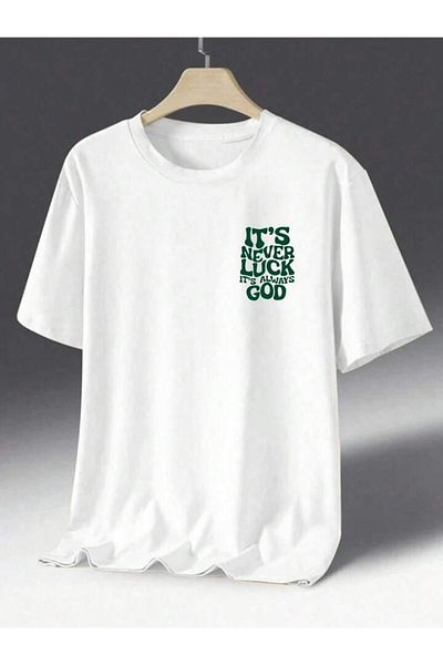 AMMA It's Never Luck Printed Unisex κοντομάνικο βαμβακερό μπλουζάκι