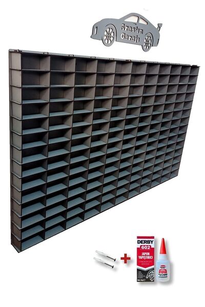 ERSOY HOME 154 Araçlık Ahşap Araba Rafı Düz ( Antrasit)