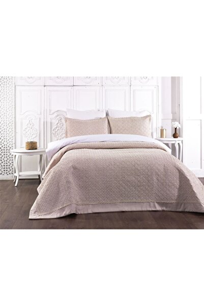 Levanzo Butik Çift Kişilik Yatak Örtüsü Kapiçino