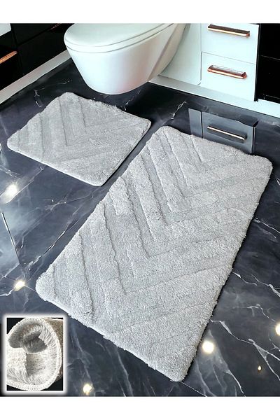 Chandler Home Χαλάκι μπάνιου Karnali ανοιχτό γκρι 2 τεμαχίων (60x100 50x60 cm)