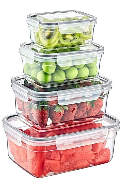 Nandy Home Set of 4 Storage Container Leak Proof Rectangular Embox Storage Container Transparent
