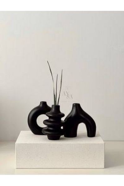 Hepsi Moda Black Bohemian Vase - Minimal Set of 3