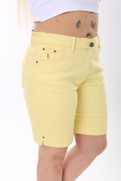 BİrHoşButik Plus Size Non-Colored Buttoned Lycra Pocket Summer Trend Jeans Short