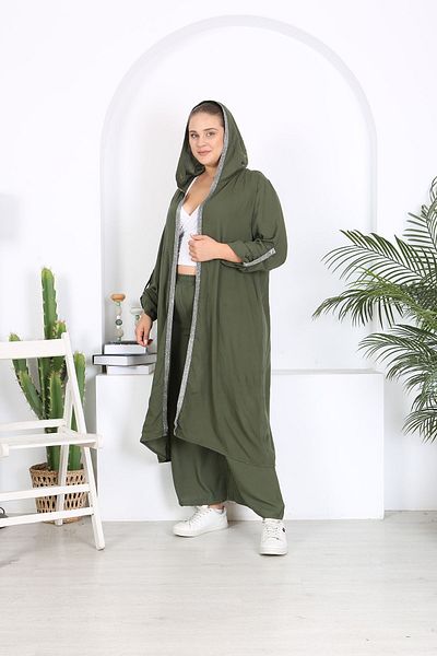 XL Modam طقم بنطلون وسترة فيسكوز نسائي مقاس كبير