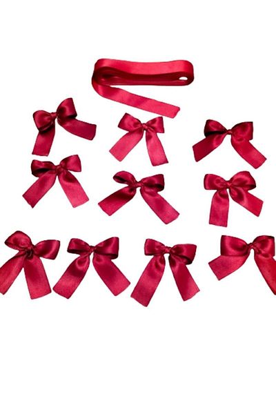 serap çiçekçilik 10 METERS RED SATIN RIBBON AND BOW RIBBON 10 PIECES SATIN RIBBON BOW.