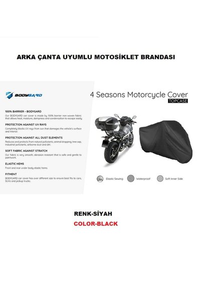 BODYGARD QJ SRK700 Motorcycle Cover, Rear Bag Compatible Cover - Black