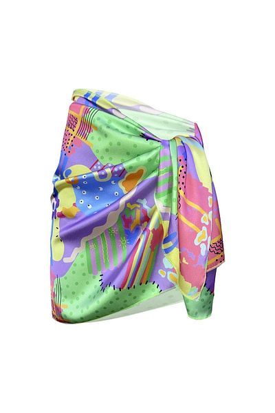 Bolder Sakura Lilac Geometric Satin Sheer Pareo (147*55)