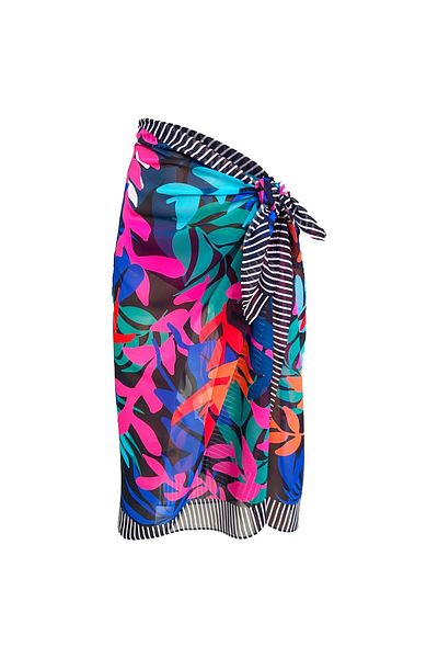 Bolder Emily Striped Flower Silk Chiffon Pareo