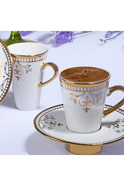 Kosova Set of 6 Porcelain Coffee Cups - Interlocking
