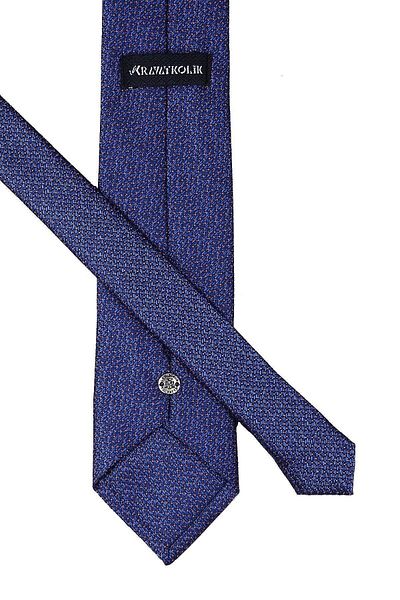 Kravatkolik Navy Blue Dot Pattern Classic Tie with Handkerchief Kk9667