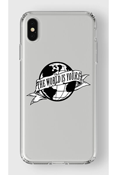 moonset Iphone X / XS Uyumlu The World Is Yours Tasarımlı Baskılı Şeffaf Tele...