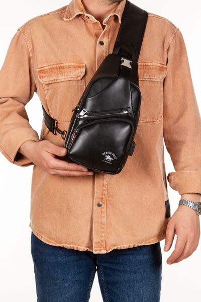 Newish Polo Unisex Yıkama Deri Usb Kulaklık Çıkışlı Çapraz Askılı Omuz Göğüs ...