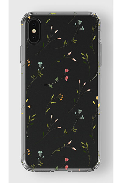 moonset Iphone XS Max Uyumlu Çiçekler Tasarımlı Baskılı Şeffaf Telefon Kılıfı