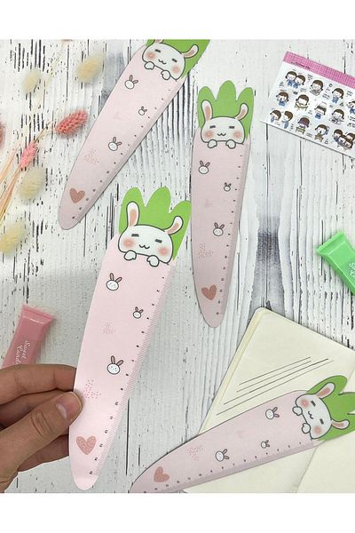 Kağıt Gemi Dükkan Pink Rabbit Ruler - Magnetic and Cute 2