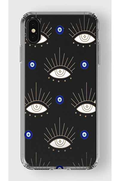 moonset Iphone XS Max Uyumlu Nazar Boncuğu Tasarımlı Baskılı Şeffaf Telefon K...
