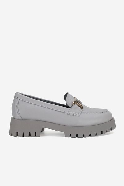 TUNAELLİ LOAFER DE FEMEIE GRI PIELE NATURALA - NUMARUL 36-41 CU CATARAMA