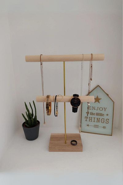 ostende Jewelry Organizer Necklace and Bracelet Hanger Wooden Jewelry Stand Watch Accessory Organizer Makeup