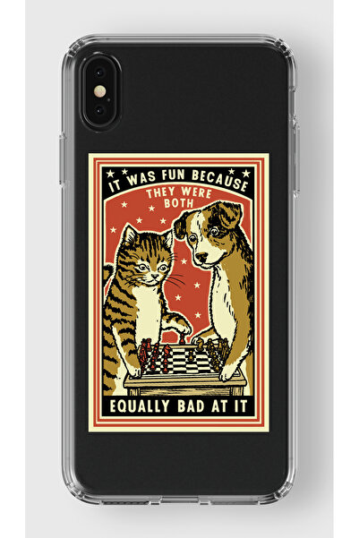 moonset Iphone X / XS Uyumlu Kedi ve Köpek Tasarımlı Baskılı Şeffaf Telefon K...