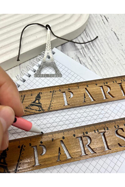Kağıt Gemi Dükkan Vintage Mini Wooden Ruler / Bookmark with Paris Pattern
