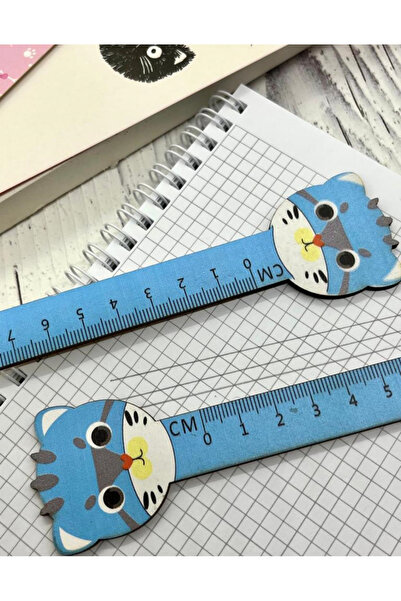 Kağıt Gemi Dükkan Riglă/semn de carte din lemn albastru cu pisicuță drăguță