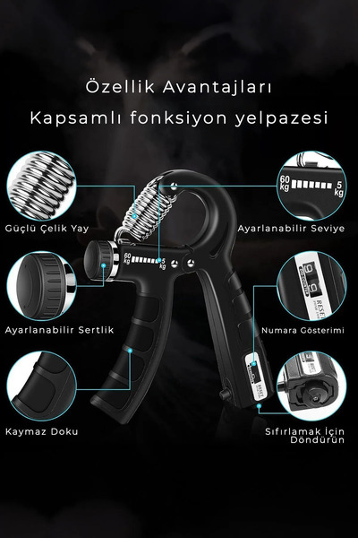 STFAST Kas Yapma Çalıştırma Spor Egzersiz Aleti El Yayı Egzersiz Bilek Ön Kol Güçlendirme Aleti Sayaçlı