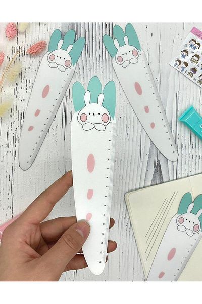 Kağıt Gemi Dükkan White Rabbit Ruler - Magnetic and Cute, Model 2