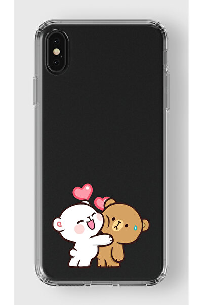 moonset Iphone X / XS Uyumlu Sevimli Ayıcıklar Tasarımlı Baskılı Şeffaf Telef...