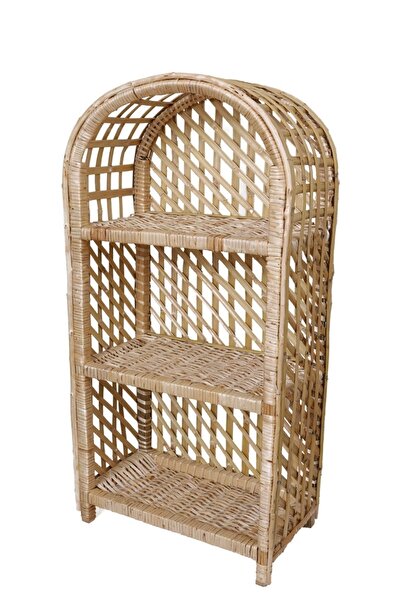 tunalar Dekoratif 3 Bölmeli Bambu Mutfak Banyo Kitaplık Çiçeklik Hasır Raf