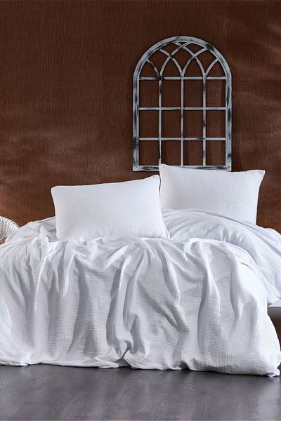 Minelya Home Collection Soft Double Muslin Pique Set - Embroidered 3 Piece Bedspread and Pillowcase