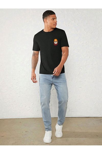 Let's Wear Ανδρικό μπλουζάκι Cool Dog Printed Premium με γιακά ποδηλάτου
