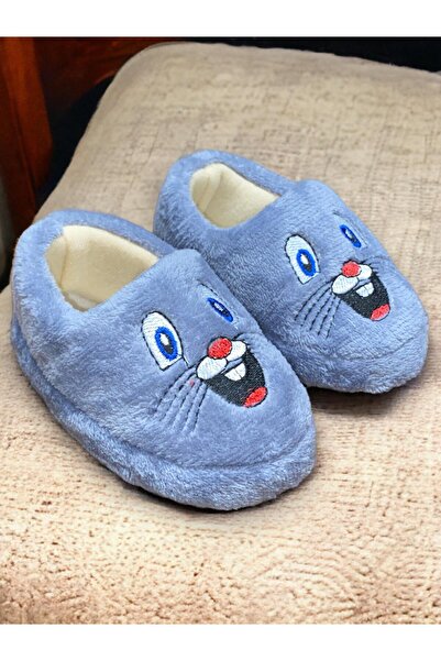 AHS Gri Kulaksız Tavşan Figürlü Erkek Çocuk Panduf Kaydırmaz Ortopedik Taban ...