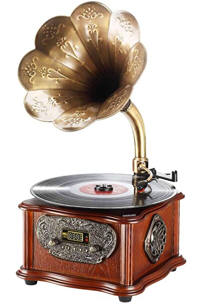 Genel Markalar Dijital Plak Çalar Gramafon( Taş Plak Çalmaz) Kahverengi