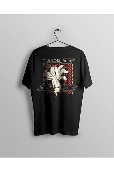 Let's Wear Μπλουζάκι με στάμπα Kyubi Premium με γιακά ποδηλάτου