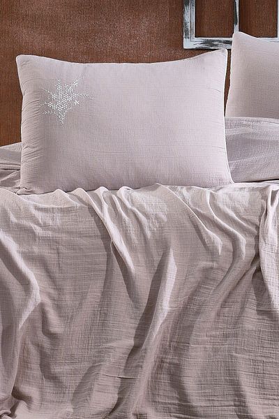 Minelya Home Collection Soft Double Muslin Pique Set - Embroidered 3 Piece Bedspread and Pillowcase