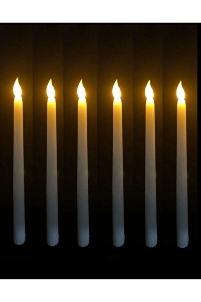SUPERSTOK Pilli Titreyen Mum Efekti Led Şamdan Mum Dekor 6 Lı Paket Büyük Boy...