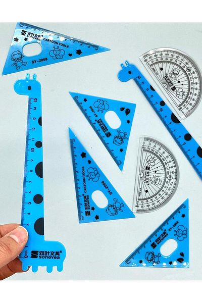 Kağıt Gemi Dükkan Blue Giraffe Ruler Set