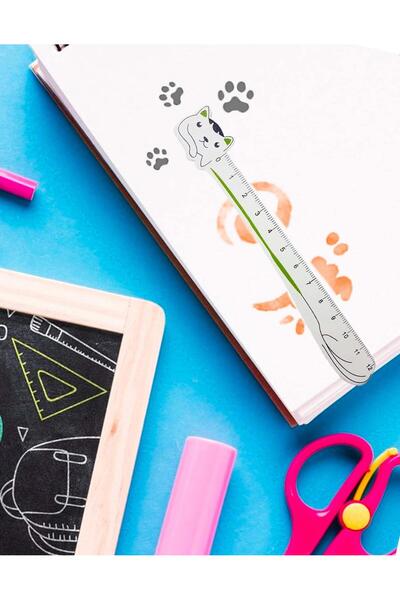 Kağıt Gemi Dükkan Riglă/Suport cărți din lemn cu pisică drăguță cu urechi verzi