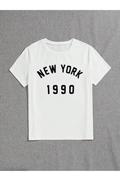 Let's Wear Μπλουζάκι με στάμπα New York από 100% βαμβάκι με ποδηλατικό γιακά