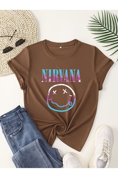Let's Wear Μπλουζάκι Unisex Nirvana με στάμπα με γιακά ποδηλάτου