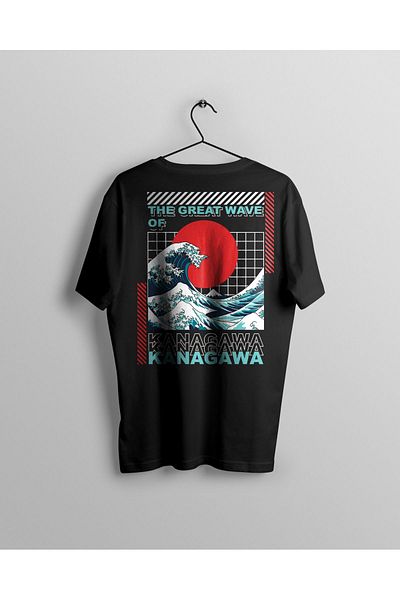 Let's Wear Ανδρικό T-Shirt Premium - Εκτύπωση Kanagawa, Λαιμόκοψη
