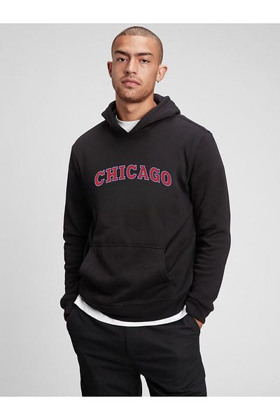 Let's Wear Унисекс суитшърт с качулка и принт Chicago