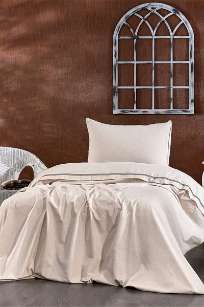 Minelya Home Collection Elite Σετ Παπλωματοθήκη για Μονό - 100% Οργανικό Λινό, 3 τεμάχια, Σεντόνια