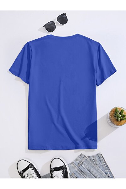 Let's Wear California Printed Saks Blue Oversize T-shirt