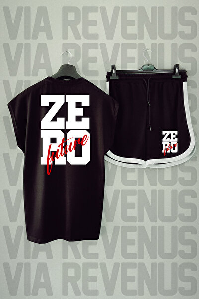 Vordevia Zero Future Back Printed Zero Sleeve Crew Neck Sport Tricou și Set d...