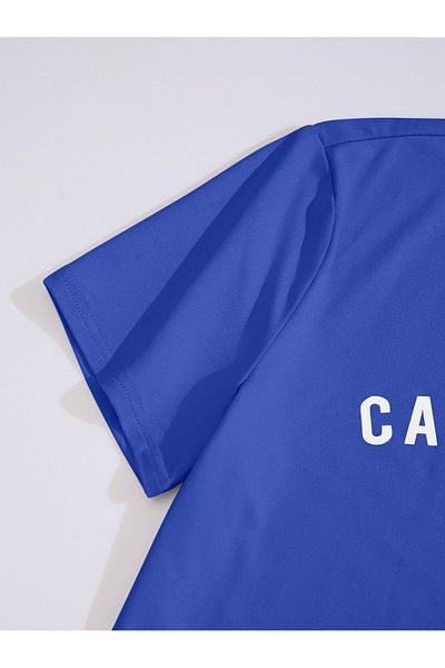 Let's Wear Tricou oversize albastru Saks cu imprimeu California