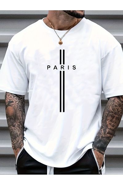 Let's Wear Μπλουζάκι Unisex Paris Printed Crew Neck Premium