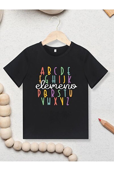 Let's Wear Παιδικό μπλουζάκι Unisex με στάμπα Alphabet - Crew Neck