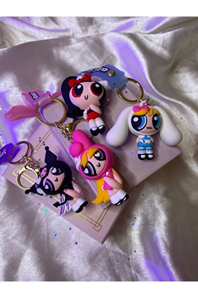 SANRIO Powerpuffgirls ve sanrıo karakter birleşimi anahtarlık çanta süsü hedi...